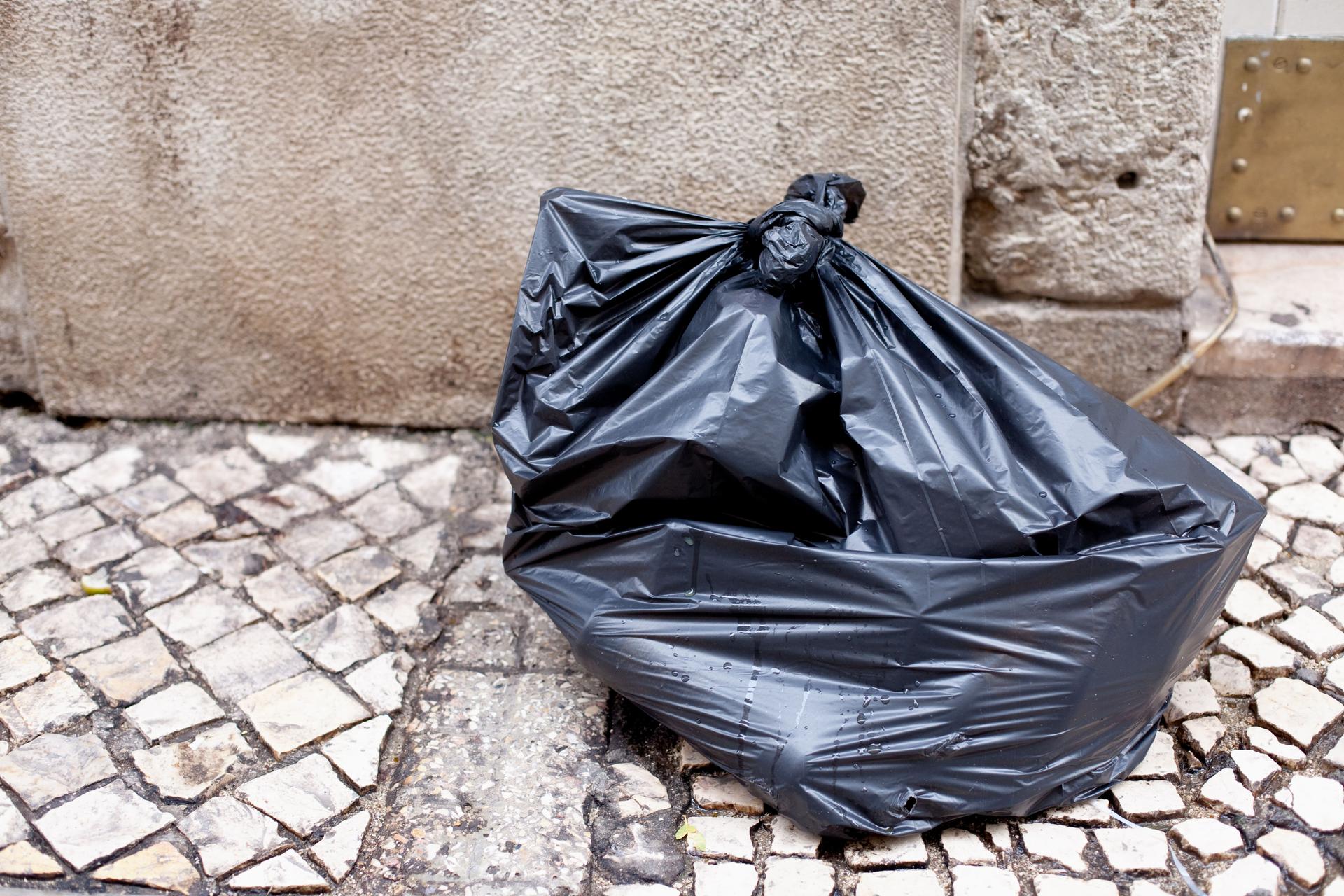 black garbage bag