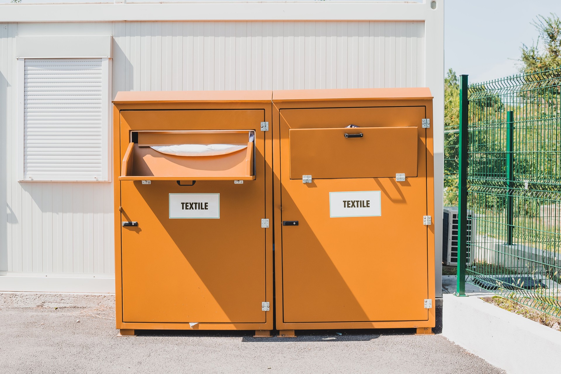 Textile waste container cloth and fabric recycling