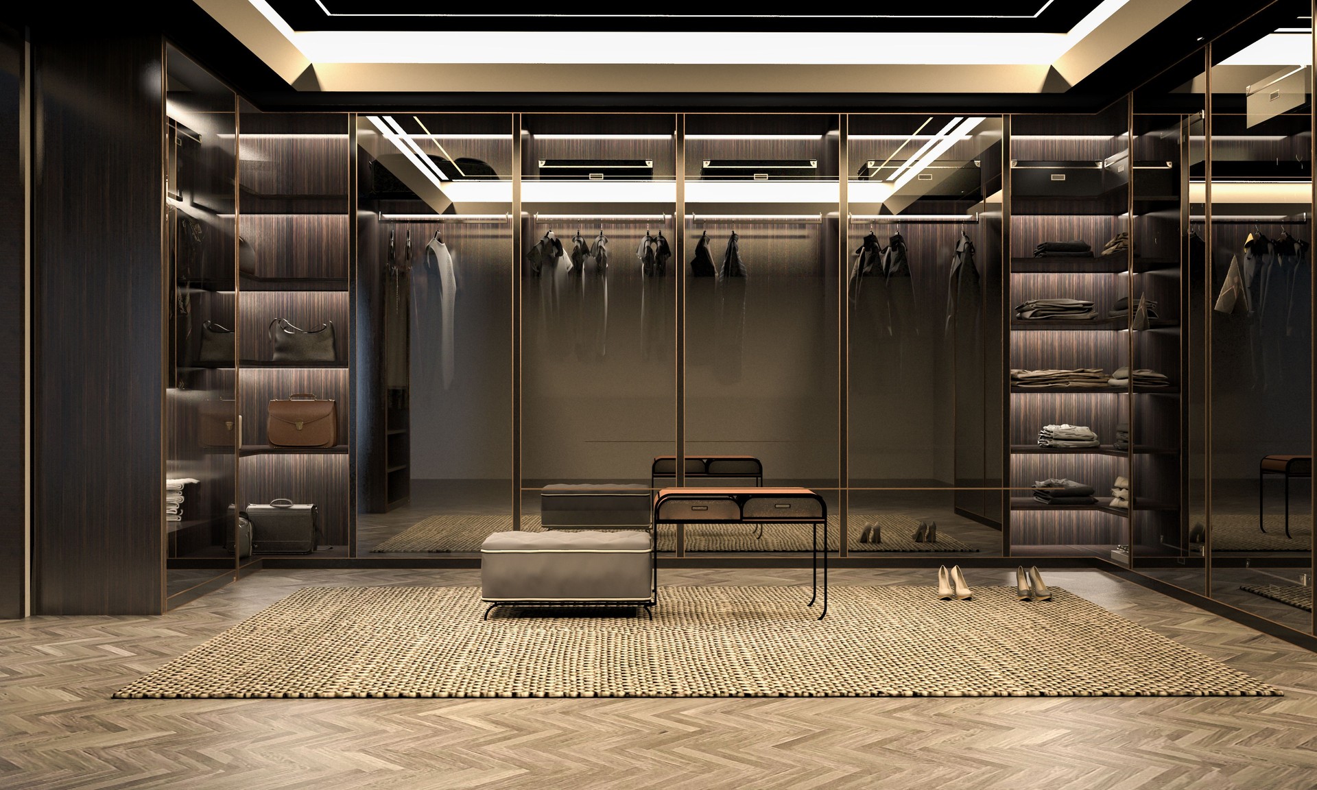 Luxury Dressing Room With Walk In Closet ,Jackets And Shoes